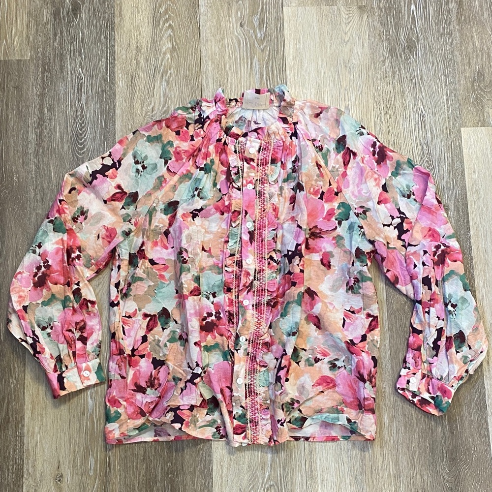 Easy Clothes Pink Floral Button-Up Blouse - Sz Small